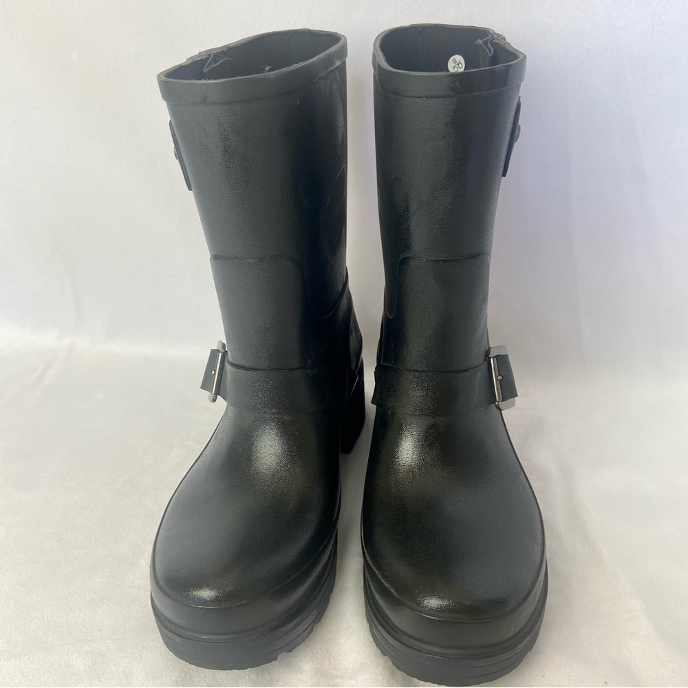 Hunter Original Rubber Biker Rain Boots - Black Size 6 - Picture 7 of 16